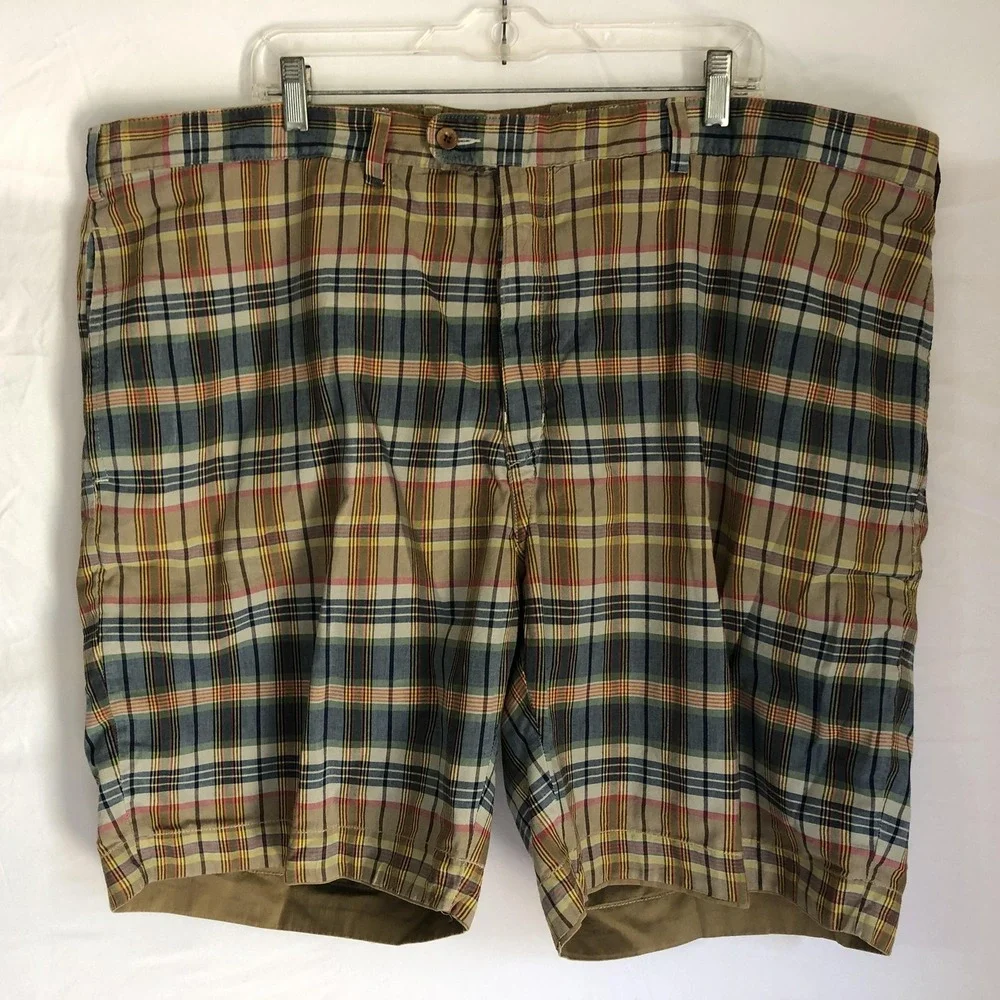 Polo Ralph Lauren Shorts Mens 48 Multicolor Plaid Chino Reversible 9 Inseam Big